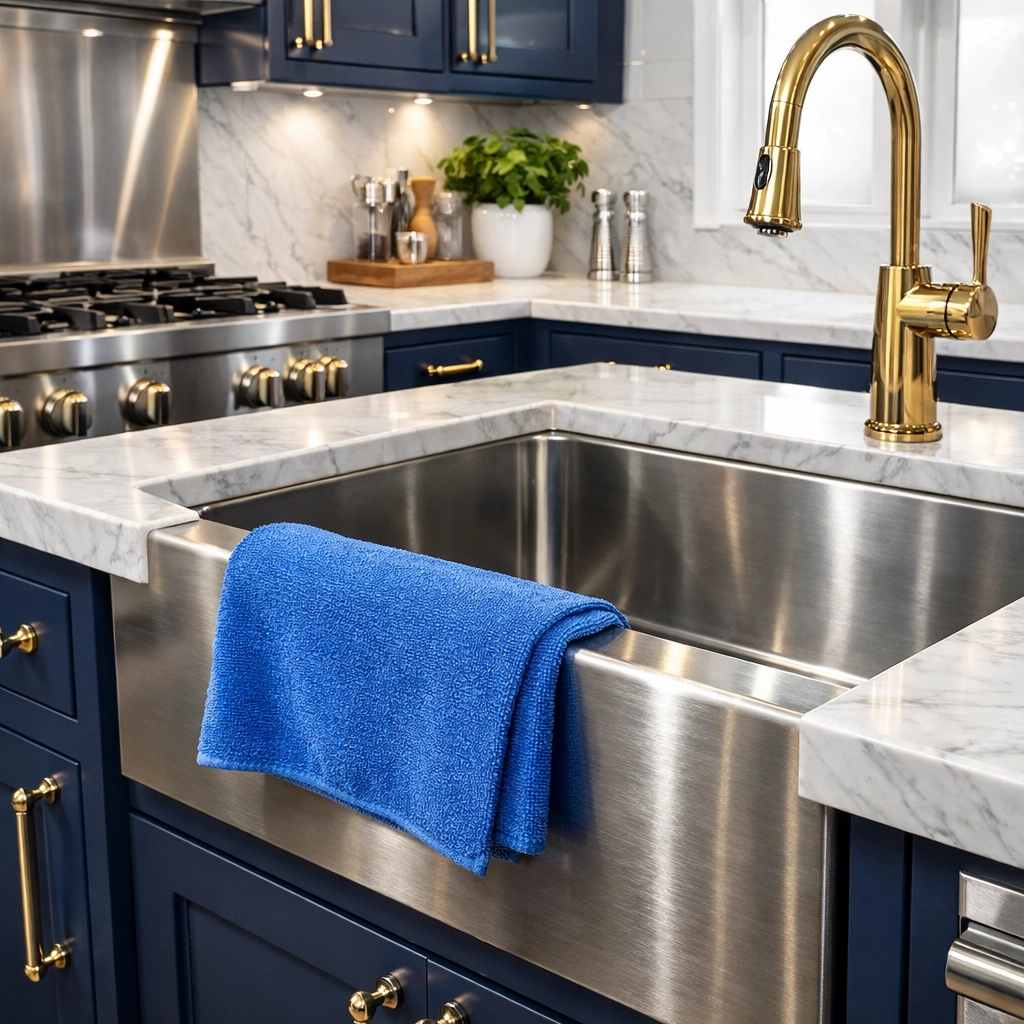 Deeply cleaned luxury kitchen with sparkling counters from a move-in house cleaning Ashburnham MA service.