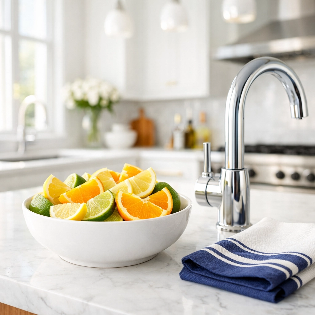 Slices of lemon, lime, and orange in a bowl, perfect for deodorizing a garbage disposal naturally.