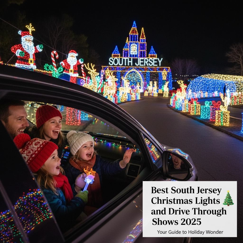 Spectacular Christmas lights display illuminating a festive scene in South Jersey