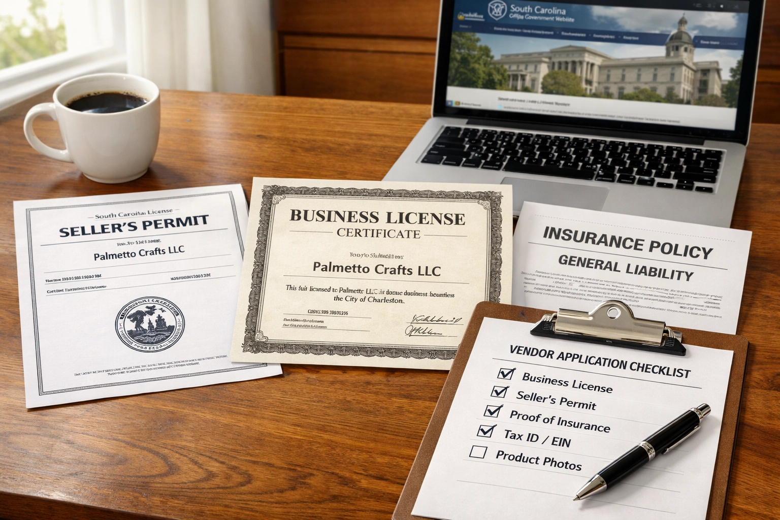 Business permits and insurance documents required for vendor events