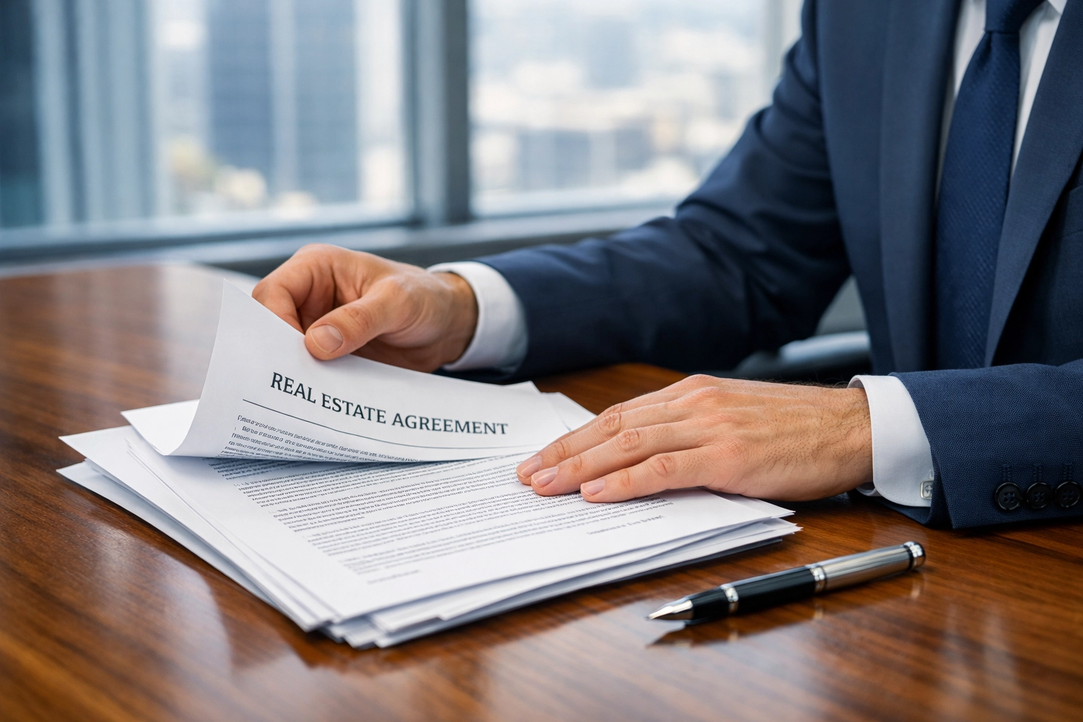 Attorney reviewing real estate closing documents at Savio Title to ensure escrow security and oversight.