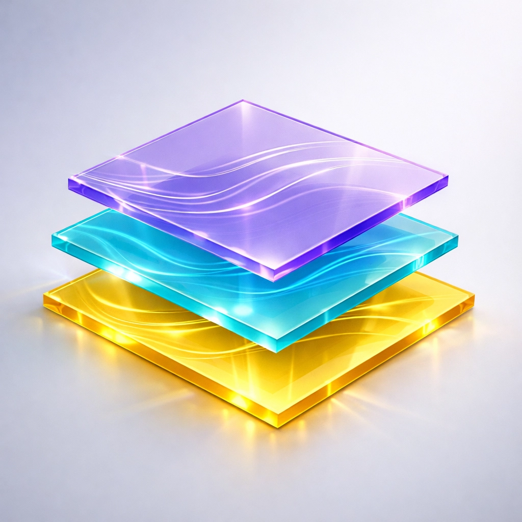 Three transparent layers representing theme, songpool, and energy mapping in worship planning