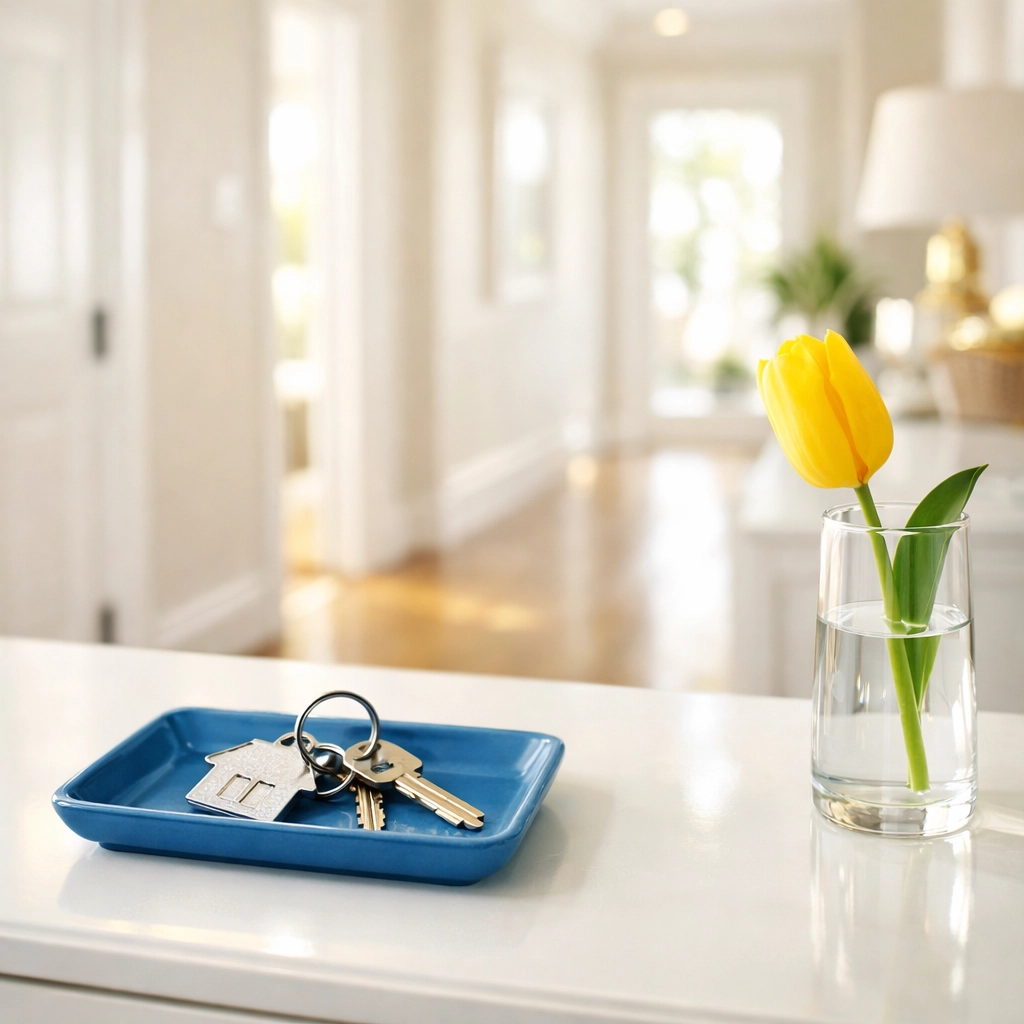 Clean Westford home entryway reflecting stress-free relief from professional house cleaning.