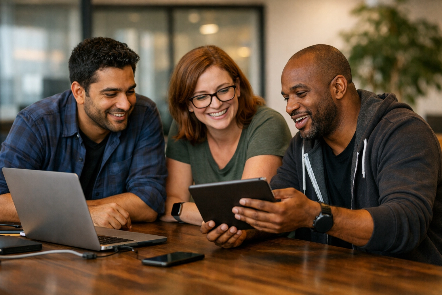 IT professionals collaborating on ServiceNow implementation and organizational alignment in a modern office.