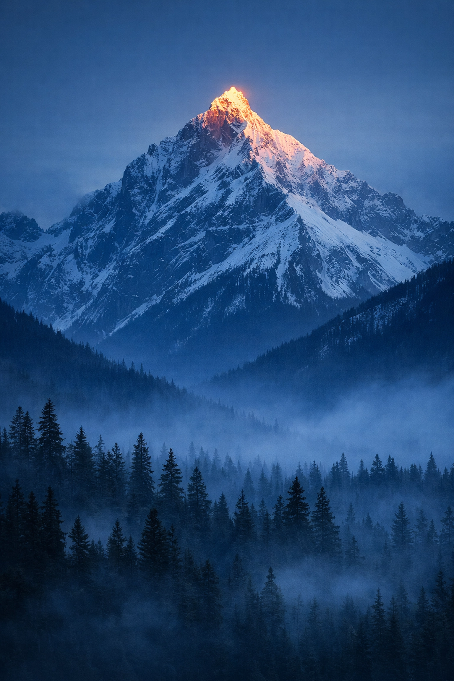 Snowy mountain peak at sunset avoiding 7 mistakes you’re making with landscape photography with a clear subject.