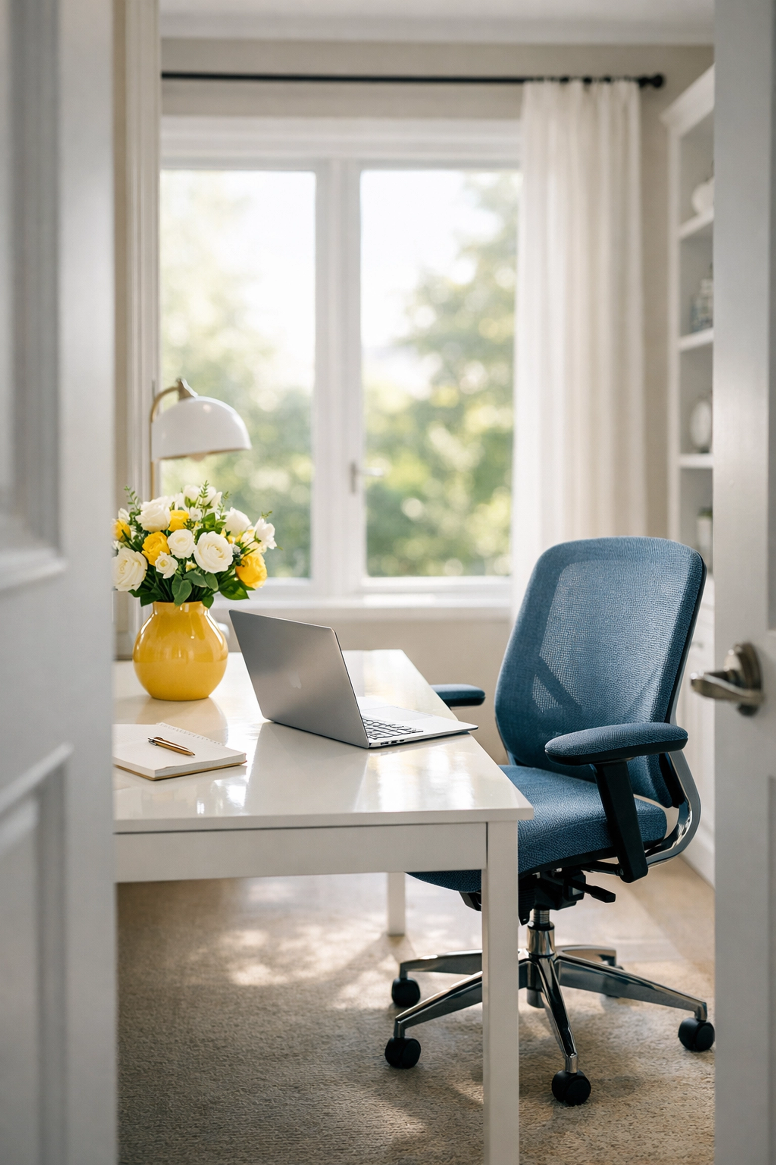 A dust-free and organized home office showcasing the results of professional house cleaning in Maynard.