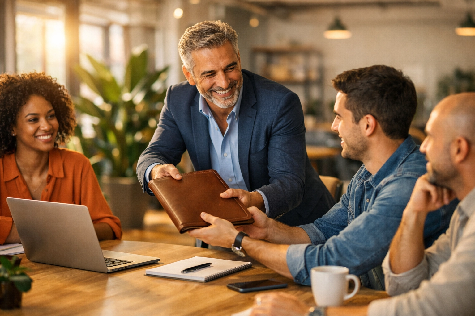 Líder de empresa delegando responsabilidades a su equipo para fomentar la confianza y el crecimiento.