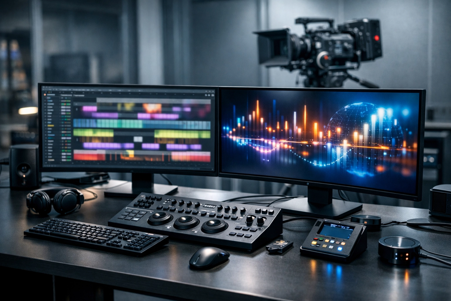 Advanced media production workstation showing the technical infrastructure needed for global brand growth.