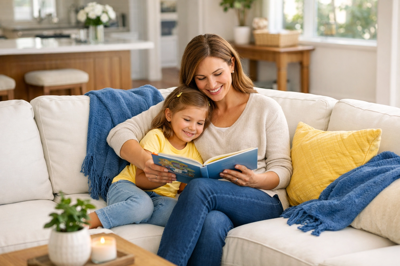 A family enjoying a spotless home thanks to professional residential cleaning Massachusetts services.