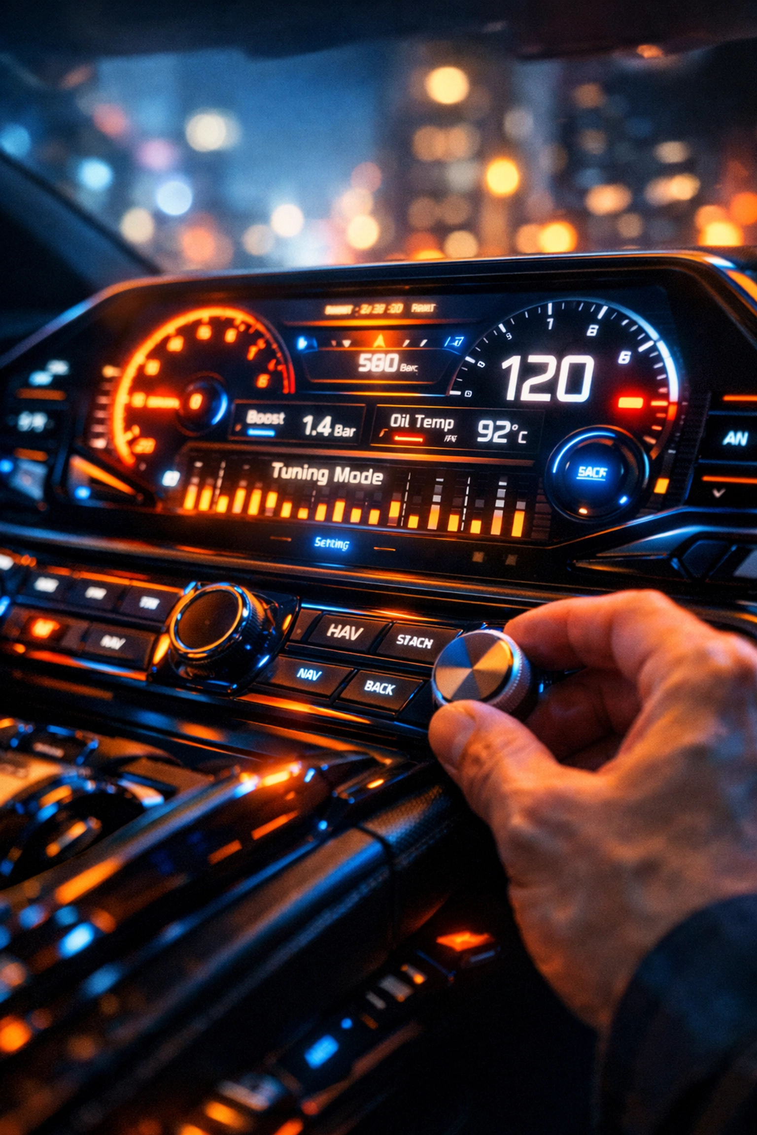 Expert radio repair in Chattanooga on a digital dashboard console at Ultimate Sounds.