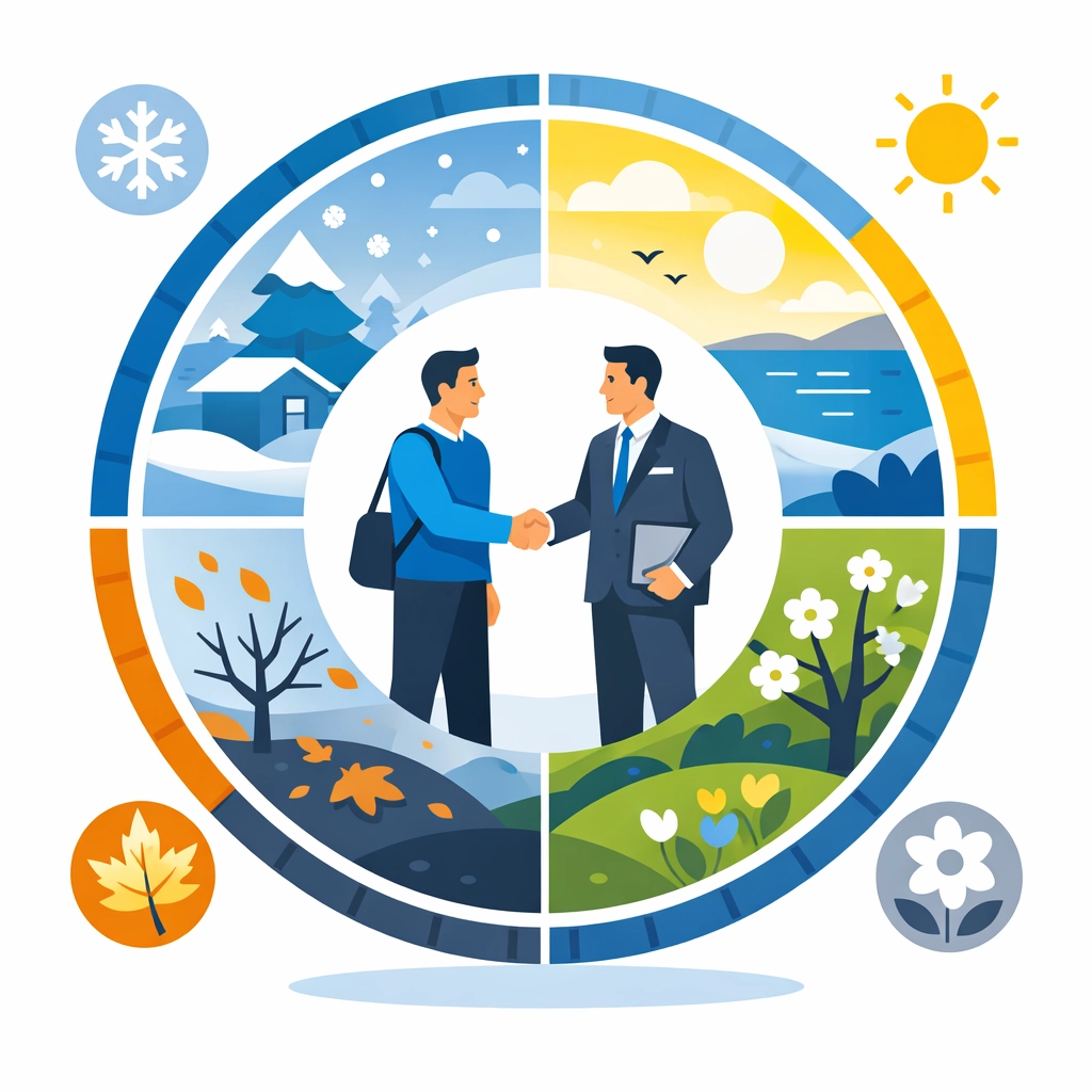 A concierge tax pro shaking hands with a client, representing year-round planning and financial support.