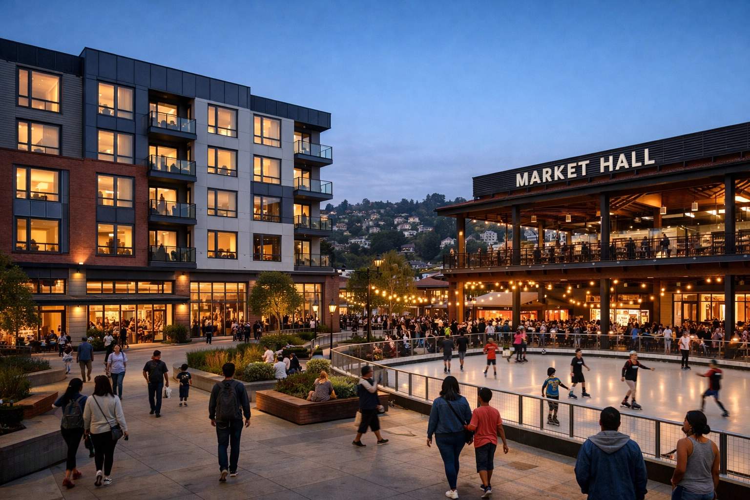 Liberation Park affordable housing and Market Hall development in East Oakland
