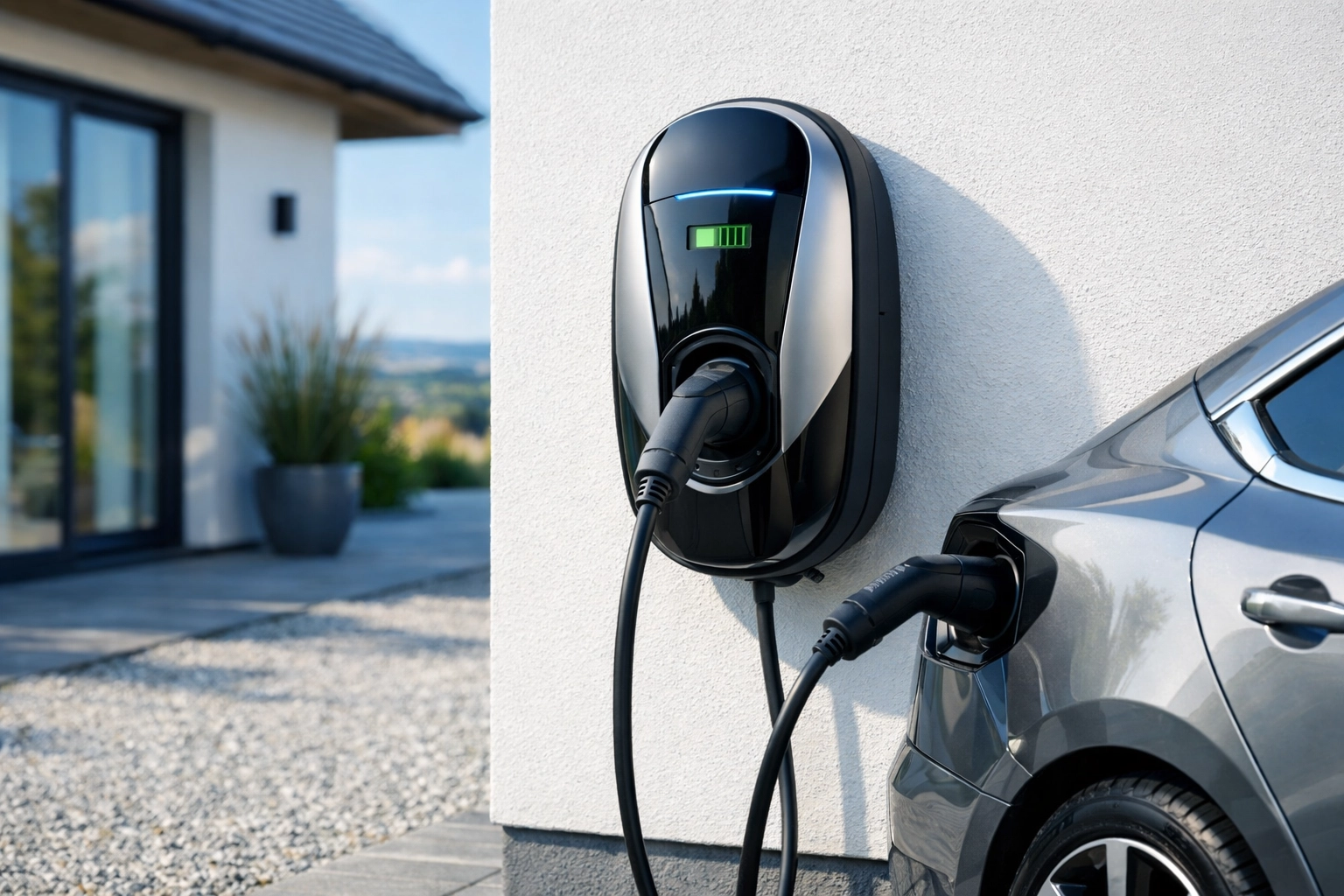 Professional EV charger installation at a Dorset property, requiring a modern consumer unit for safety and compliance.