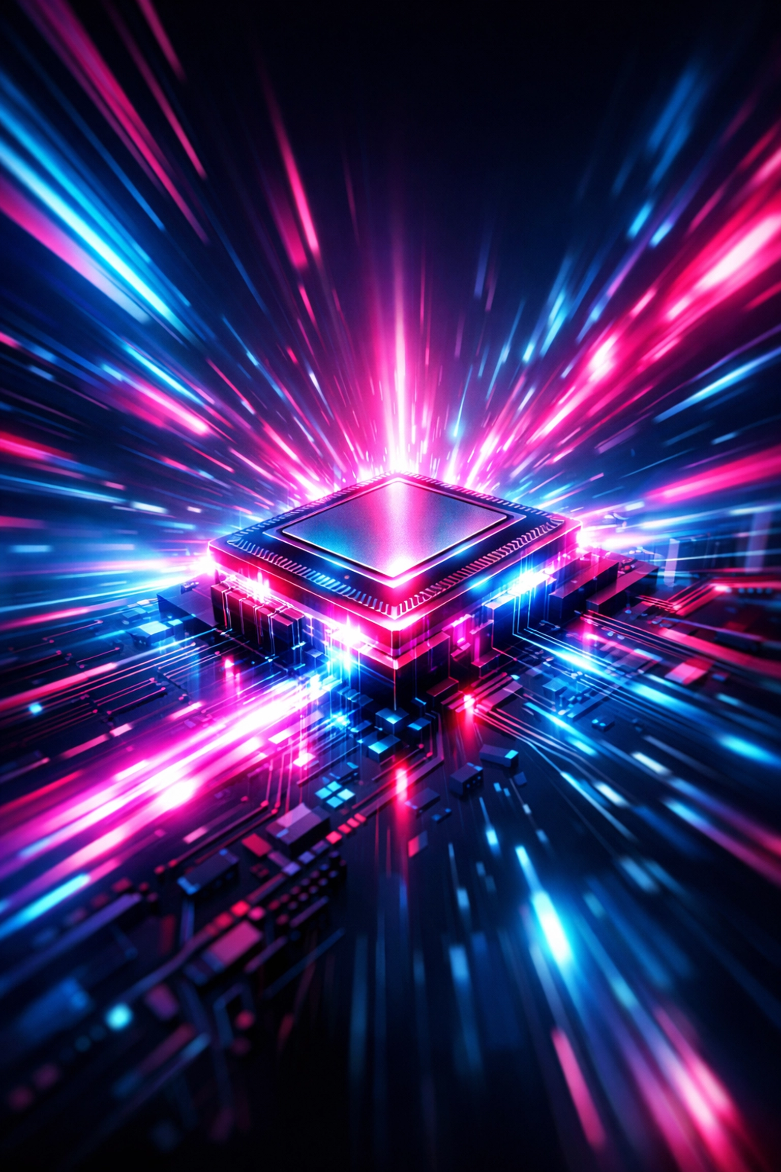 Vibrant glowing computer processor symbolizing expert computer help for seniors and system optimization.