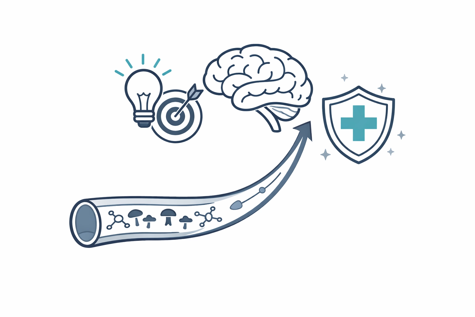 Mushroom compounds traveling through digestive system to brain for cognitive benefits