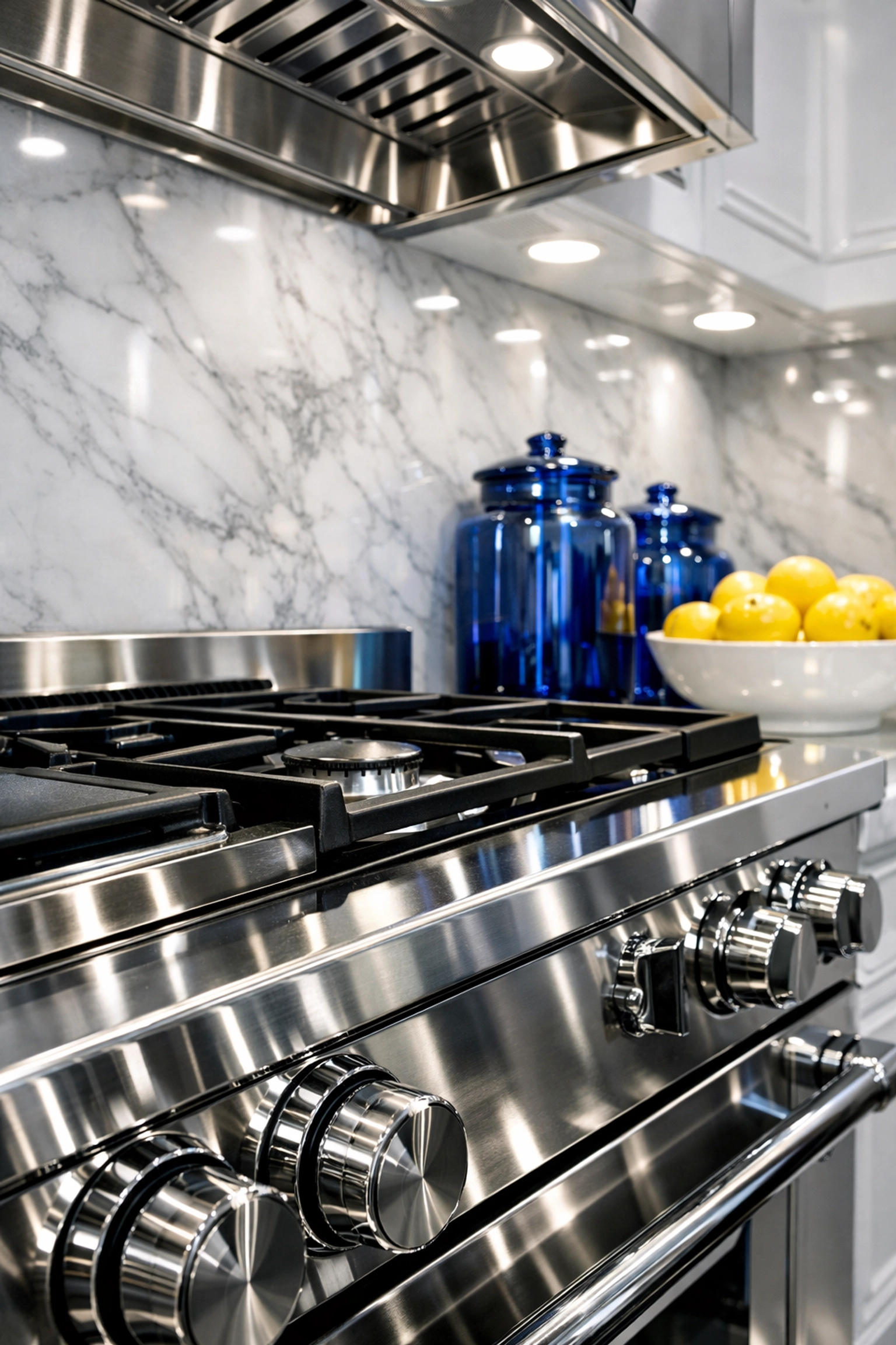 Deep house cleaning services MA results in a sparkling gourmet kitchen with marble surfaces.