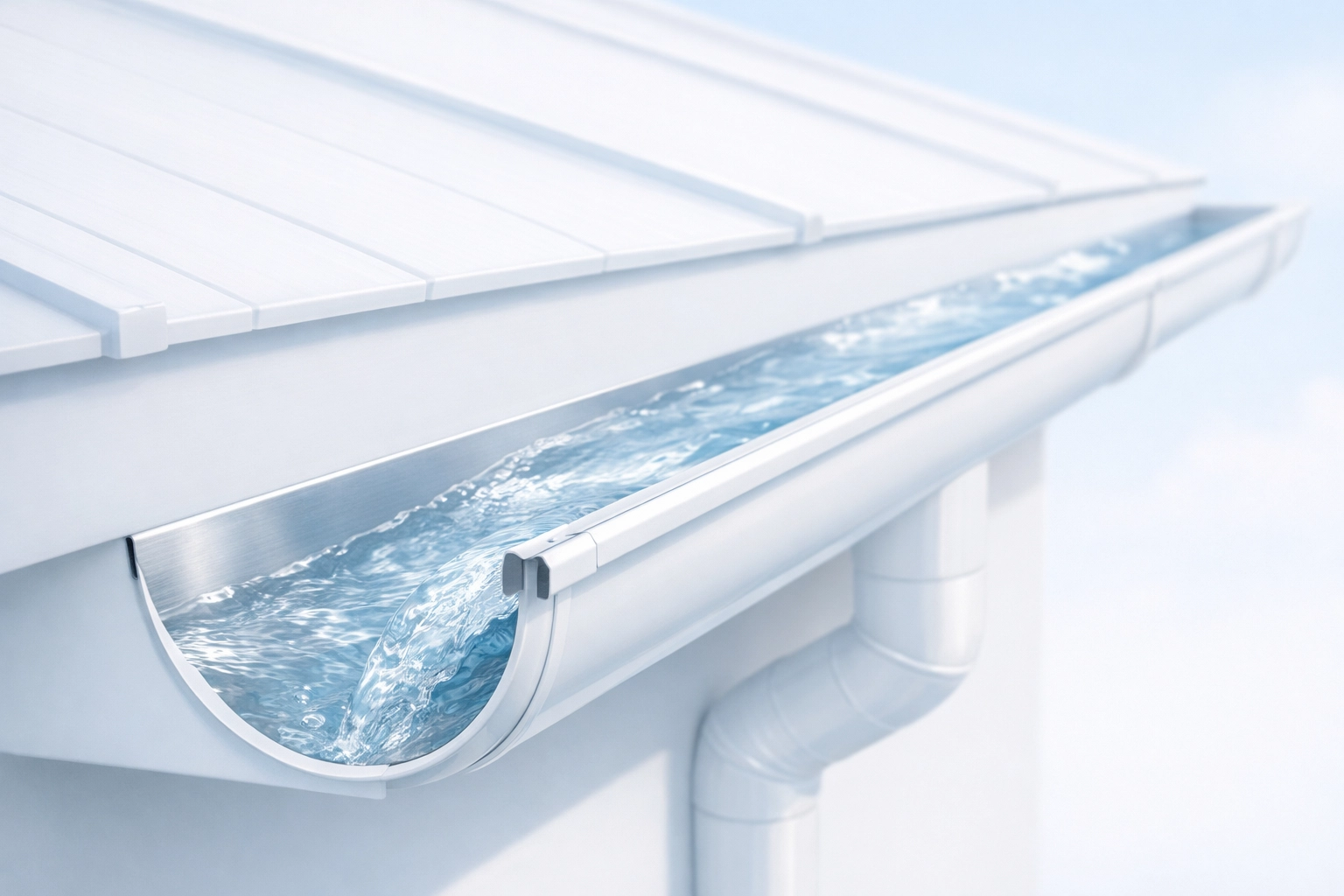 Clean gutter system with smooth water flow on a professionally restored coastal roof in Sydney.