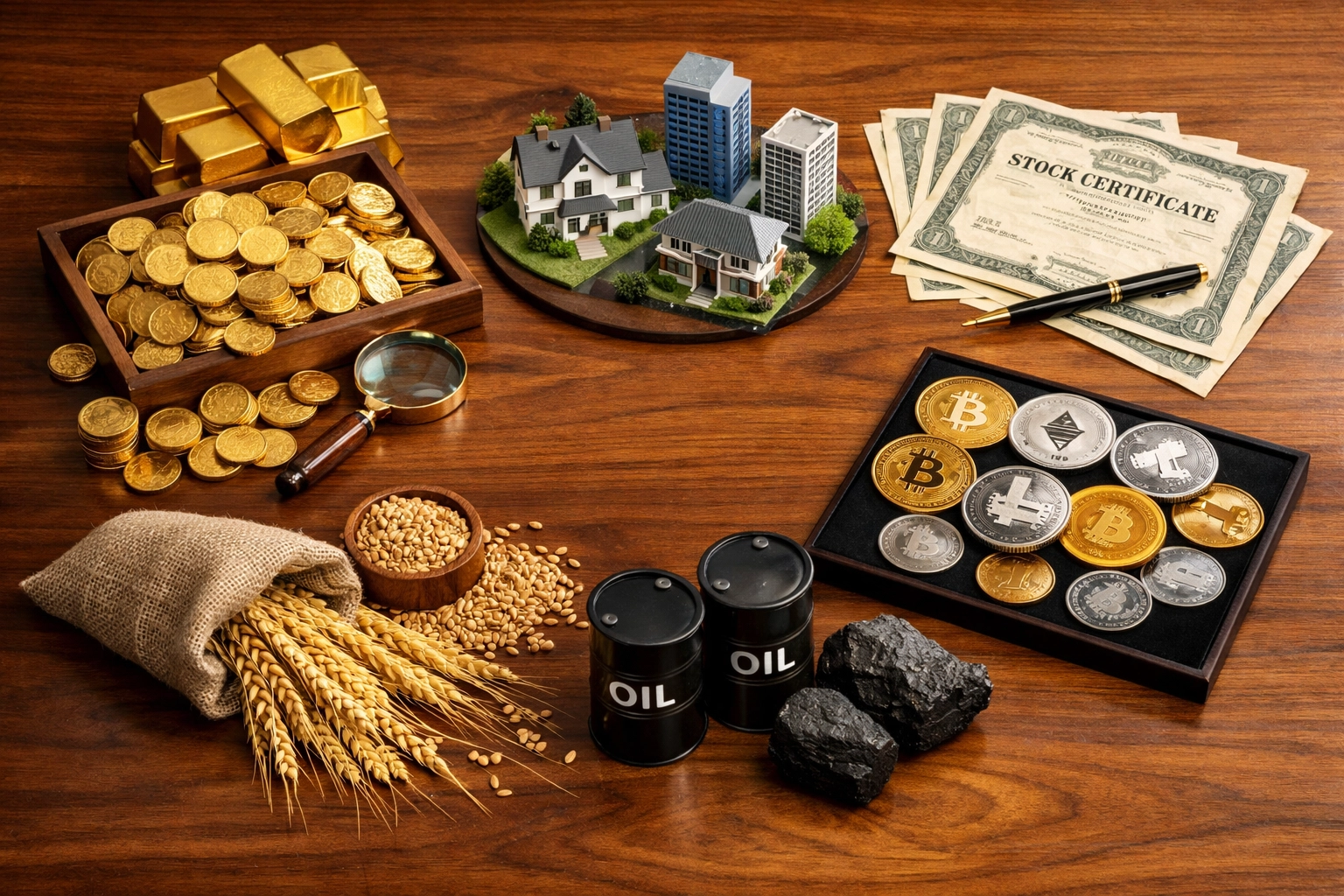 Multi-asset diversification with alternative investments including real estate and crypto