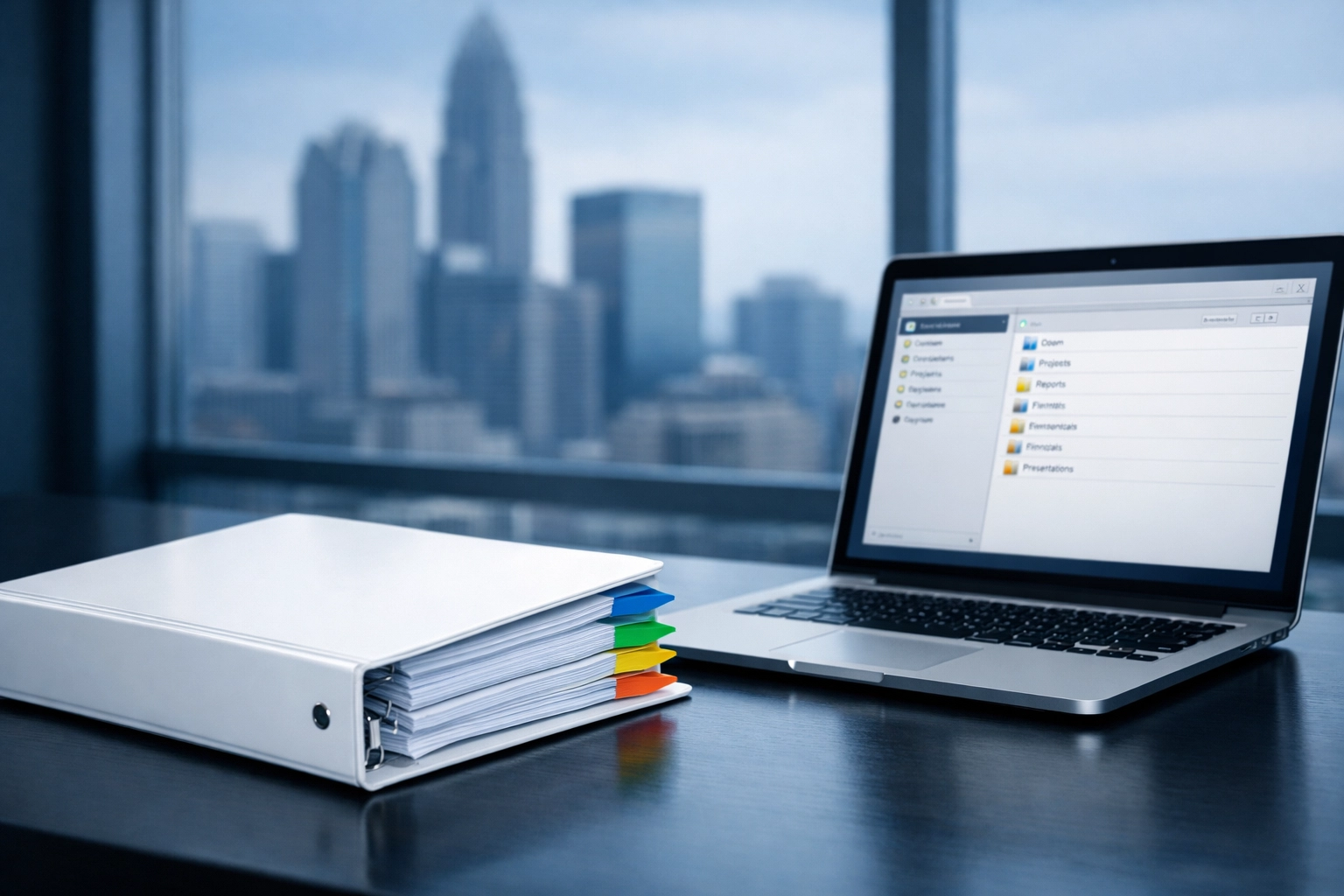 Organized business owner's manual and SOP binder on a desk for a North Carolina business transition.