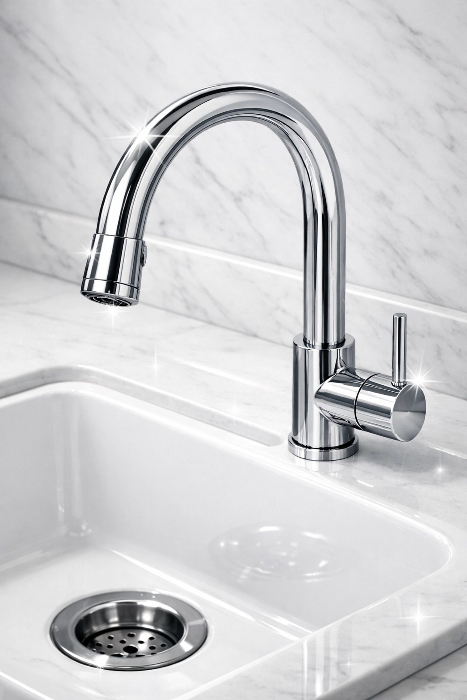 Detailed view of a sparkling clean sink highlighting the high standards of professional make-ready cleaning.