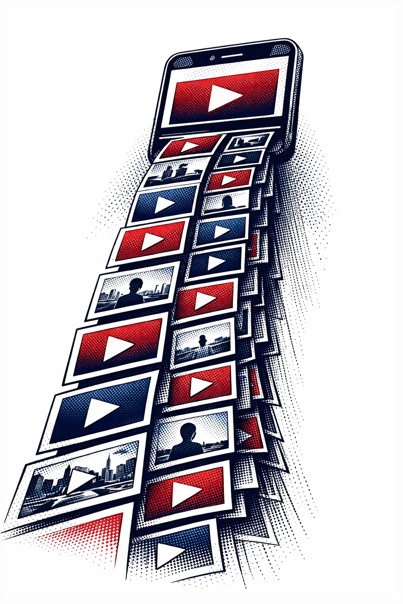 Smartphone displaying TikTok's infinite scroll feature with cascading video thumbnails