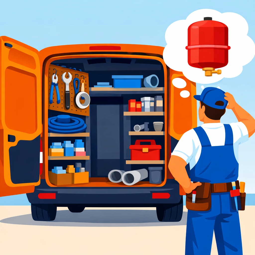 Plumber missing water heater parts at service van causing return trips