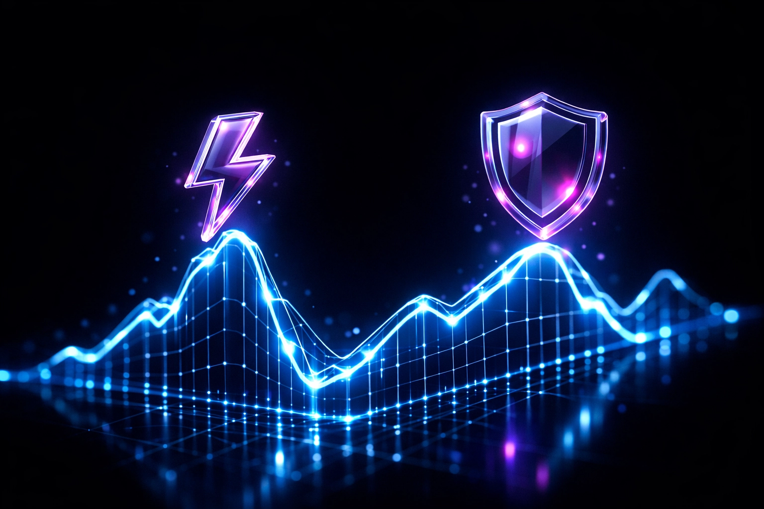 Glowing data chart showing business growth through AI SEO visibility and conversion tracking metrics.
