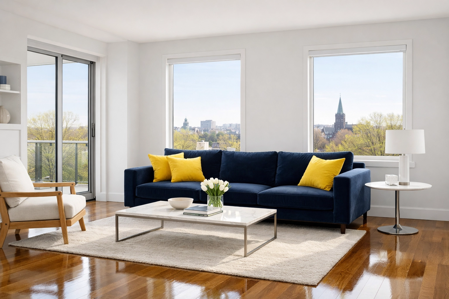 Decluttered Worcester living room showcasing the professional result of a spring cleaning in Worcester service.