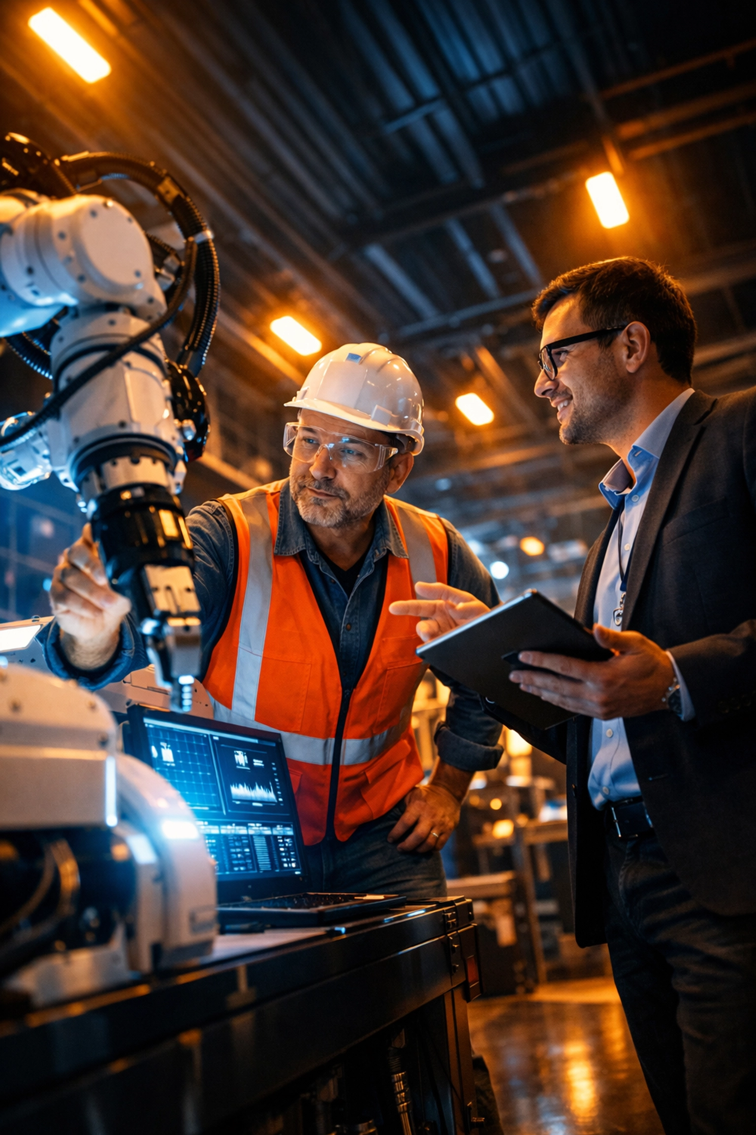 Quebec City industrial facility worker examining advanced manufacturing technology for SMEs