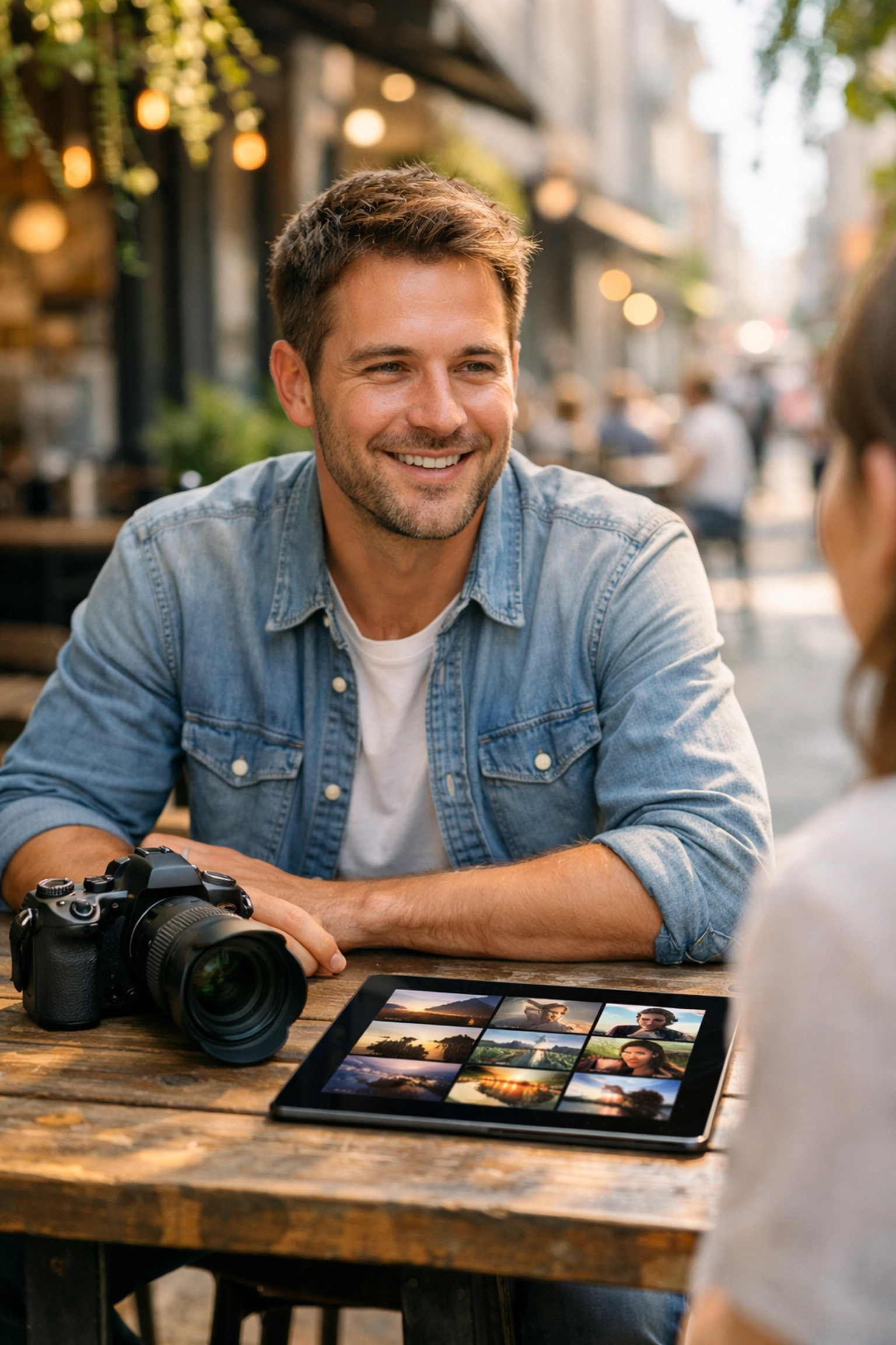 The Ultimate Guide to Photography Networking in 2026: Everything You Need to Succeed with ProShoot.io 1 A professional photographer meeting a client at a cafe with a mirrorless camera and digital portfolio.