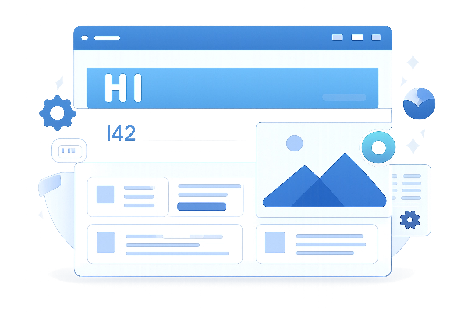 Illustration of a well-structured webpage with clear headers and meta tags, emphasizing on-page SEO optimization