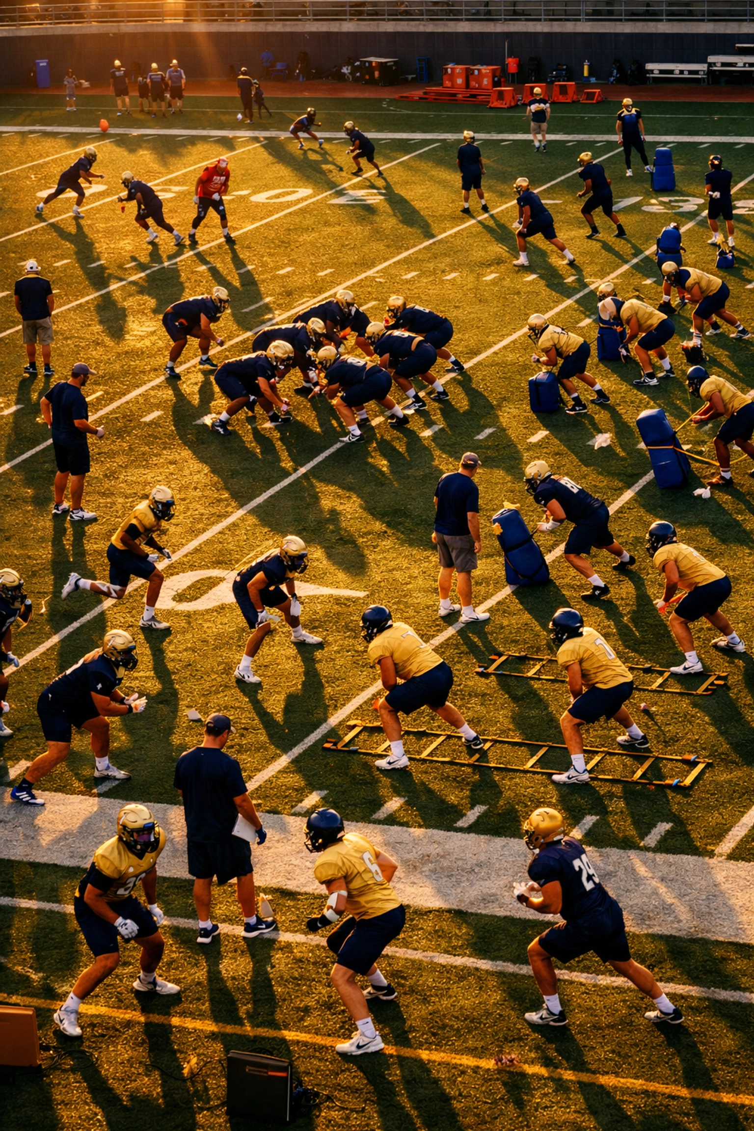 California Golden Bears practice field with new transfer players training in multiple positions