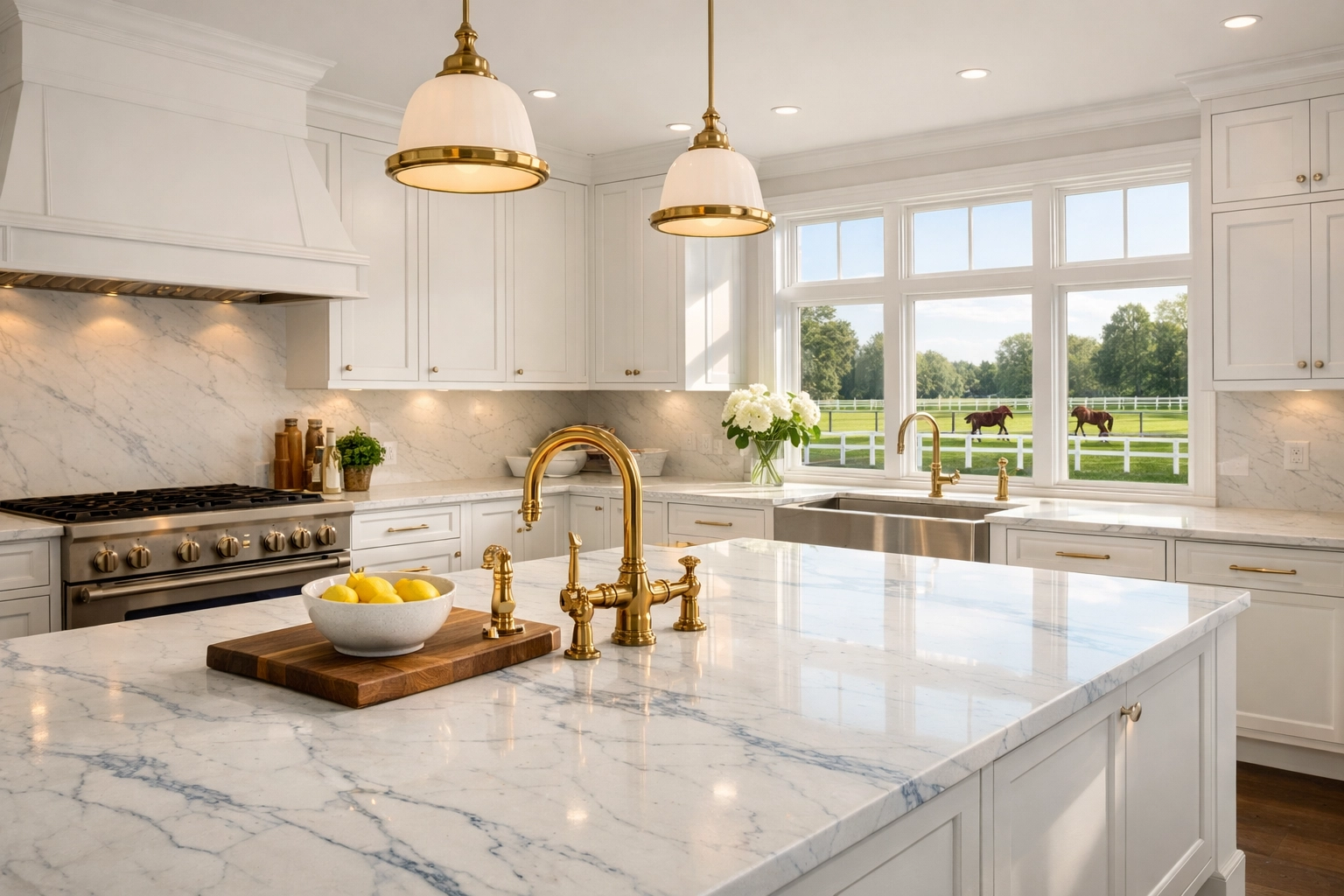 Pristine gourmet kitchen in a Hamilton estate highlighting professional luxury house cleaning in Hamilton.