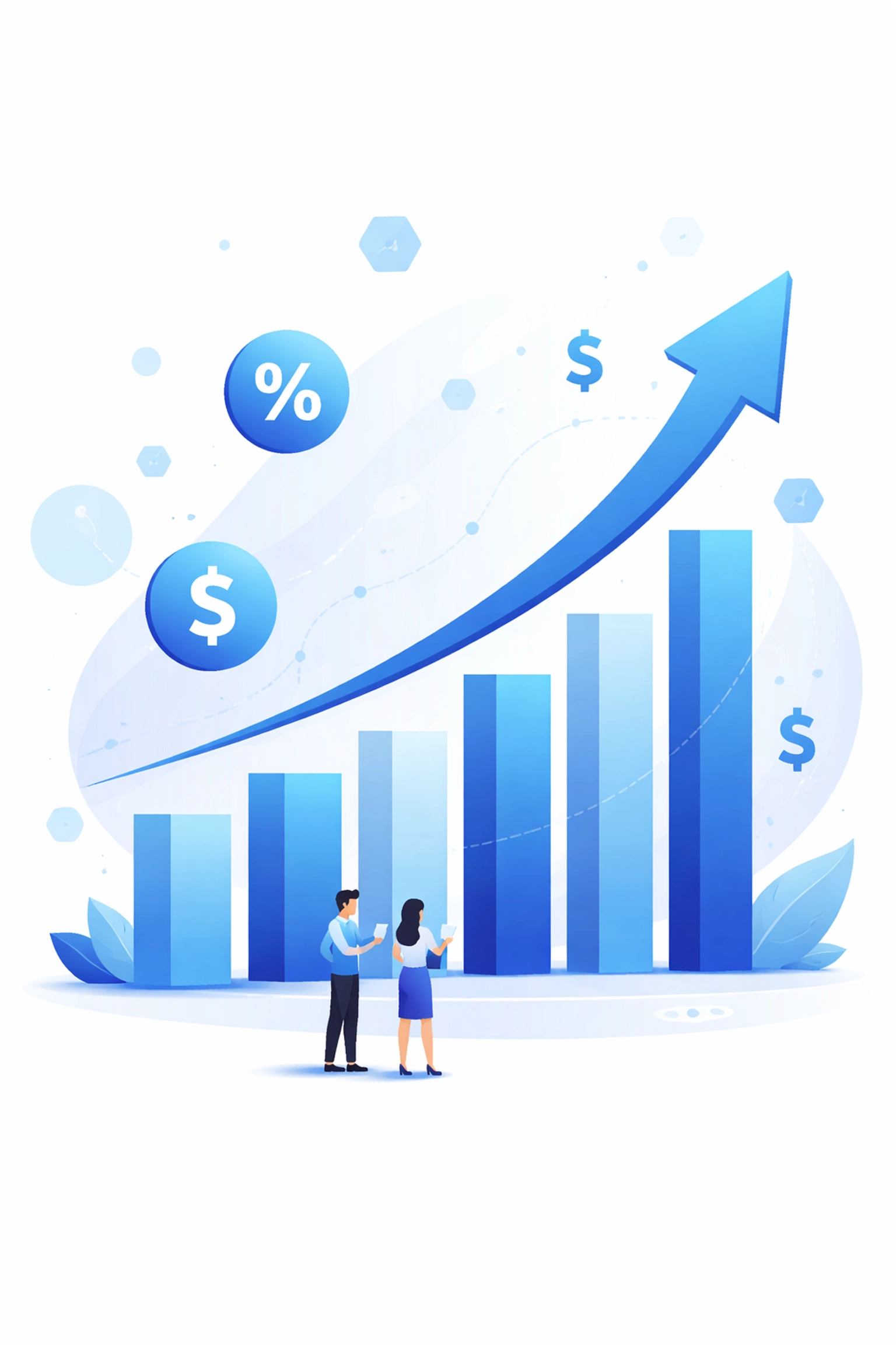 Bar chart with upward arrow symbolizing SEO growth, click-through rate, and business opportunity in 2026
