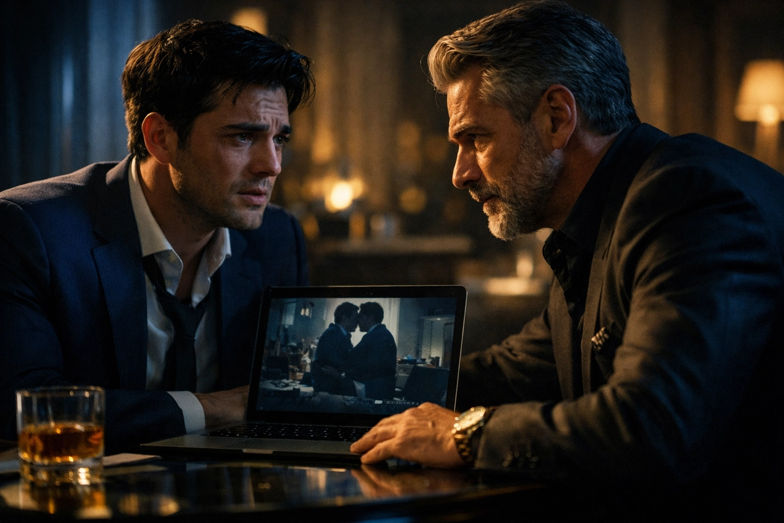 Gay couple having emotional confrontation about trust and secrets in MM romance story