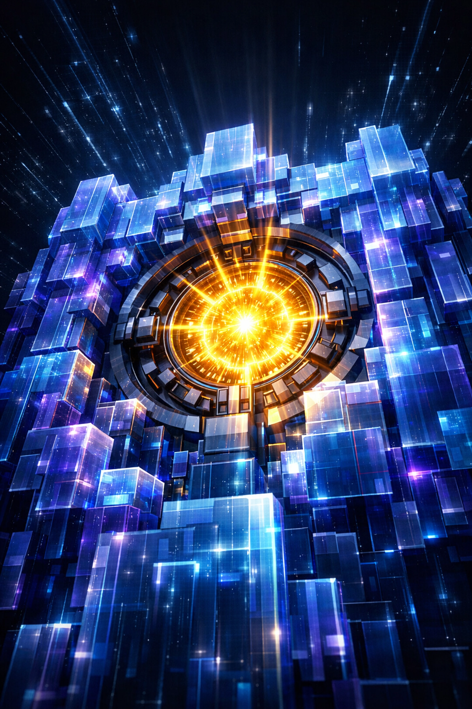 A futuristic translucent vault symbolizing Larecoin self-custody and LareBlocks Layer 1 blockchain security.