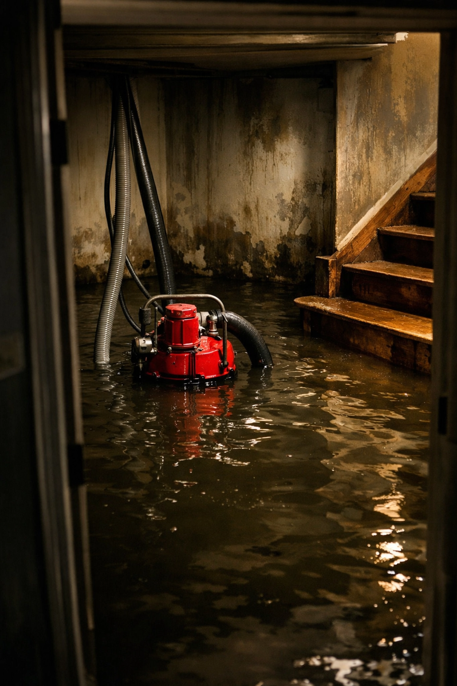 Flooded basement requiring emergency water removal in Delaware County home