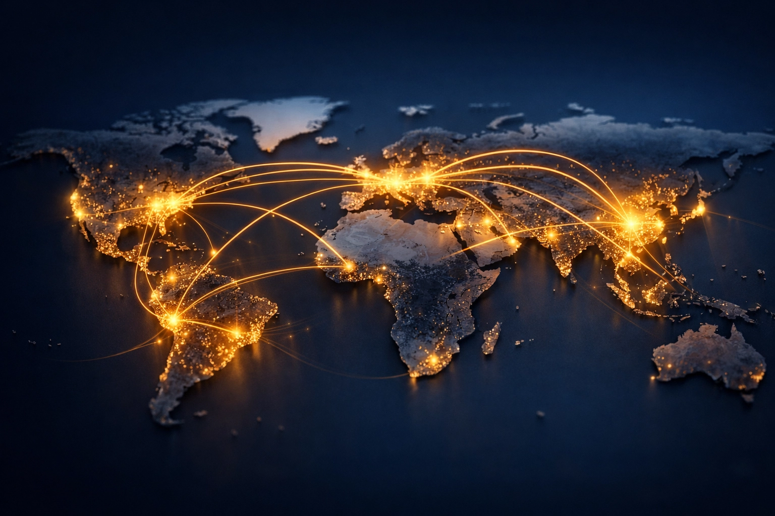 World map highlighting global investment and capital flows for institutional diversification