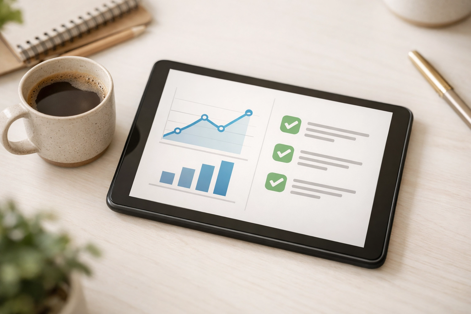 Digital tablet showing approved installment loans in Canada terms on a clean home office desk.